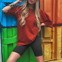 Load image into Gallery viewer, Simplee Casual solid outfits women's two piece suit with belt Home loose sports tracksuits fashion leisure bicycle suit summer
