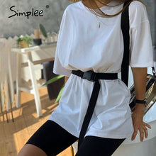 Load image into Gallery viewer, Simplee Casual solid outfits women's two piece suit with belt Home loose sports tracksuits fashion leisure bicycle suit summer
